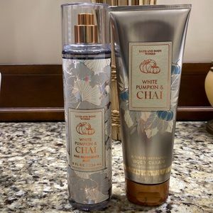 Bath and Body Works White Pumpkin and Chai Mist and Body Cream Set